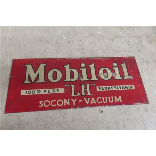 Mobil Oil Vacuum Metal Sign, 7 1/4" x 18", 1950s