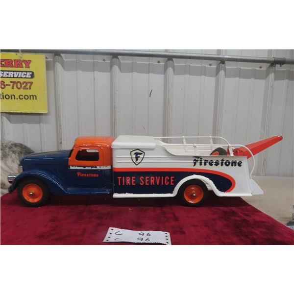 Buddy L Firestone Tire Service Pressed Steel Wrecker Truck 1953 Professionally Restored 24"