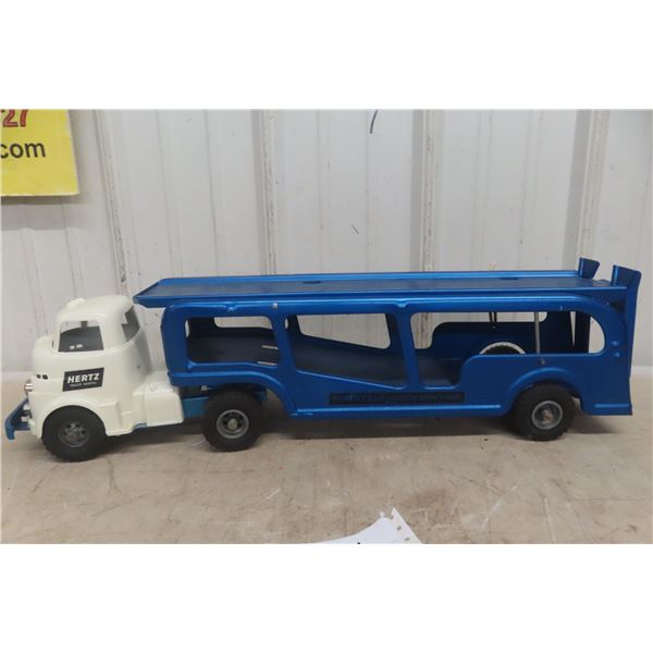 Wyandotte Hertz Car Hauler Die Cast And Pressed Steel 1950s Or 1960s 26" Long