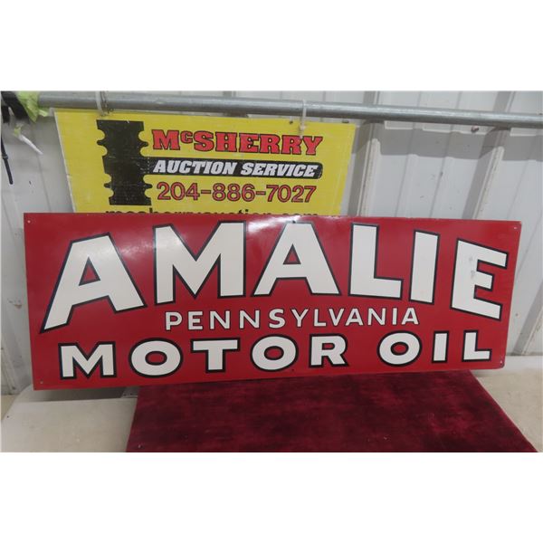 Amalte Motor Oil Metal Sign, 1950s, 12" x 35 1/2"