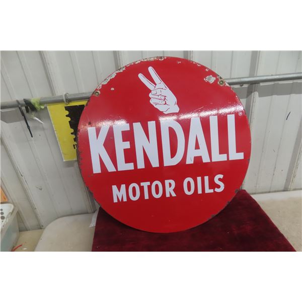 Kendall Motor Oil 2-Sided Metal Sign, 1960s, 24" Diameter