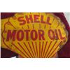 Image 3 : Shell Motor Oil Die-Cut Clamshell Shape Metal Flange 2-Sided, 1930s, 21 1/2" x 17 1/2"