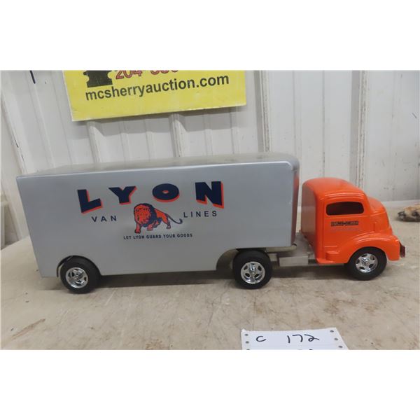 Smith-Miller Lyon Van Lines Truck & Trailer Pressed Steel, 1950s, 20"