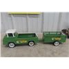 Image 6 : NyLint Lawn & Garden Toy Set Pressed Steel Ford Econoline Pickup & Trailer, 1960s, 21"