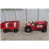 Image 1 : Tonka Airport Service Set Pressed Steel Tractor Tug & Luggage Wagon, 1960s, 17 1/2"