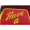 Image 2 : 1941 Have a Coca-Cola Porcelain 2-Sided Flange, 19" x 17 1/2"