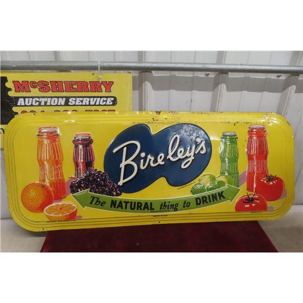 Bireley’s Metal Tin Embossed Drink Sign, 1941, 36" x 14"
