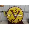 Image 1 : 3V Cola Metal Embossed Bottle Cap Sign, 1950s, Die-Cut, 29" Diameter