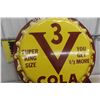Image 3 : 3V Cola Metal Embossed Bottle Cap Sign, 1950s, Die-Cut, 29" Diameter