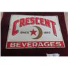 Image 1 : Crescent Metal Tin Embossed Beverage Sign, 1950s, 13 1/2" x 19 1/2"