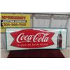 Image 1 : Coca-Cola Metal Tin Sign, French Graphic, 1950s–60s, 31 1/2" x 11 1/2"