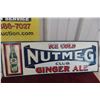Image 1 : Nutmeg Ginger Ale Metal Tin Embossed Sign, 1950s, 9 1/2" x 27 1/2"