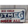 Image 4 : Nutmeg Ginger Ale Metal Tin Embossed Sign, 1950s, 9 1/2" x 27 1/2"