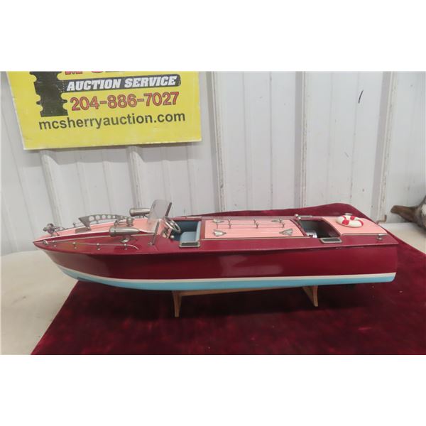 ITO Wooden Battery Operated Boat, 1950s–60s, 20"