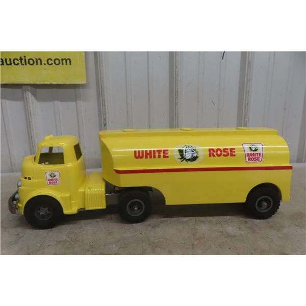 Wyandotte Die Cast Metal White Rose Tanker Truck And Trailer 1950s 20" Professionally Restored