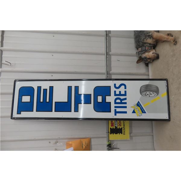Delta Tires Metal Vertical Sign 1988 15 1/2" x 59"