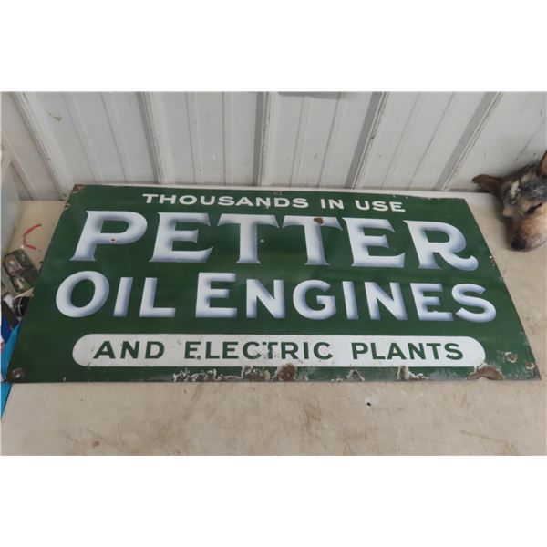 Petter Oil Engines Porcelain Sign 18" x 36" Early 20th Century
