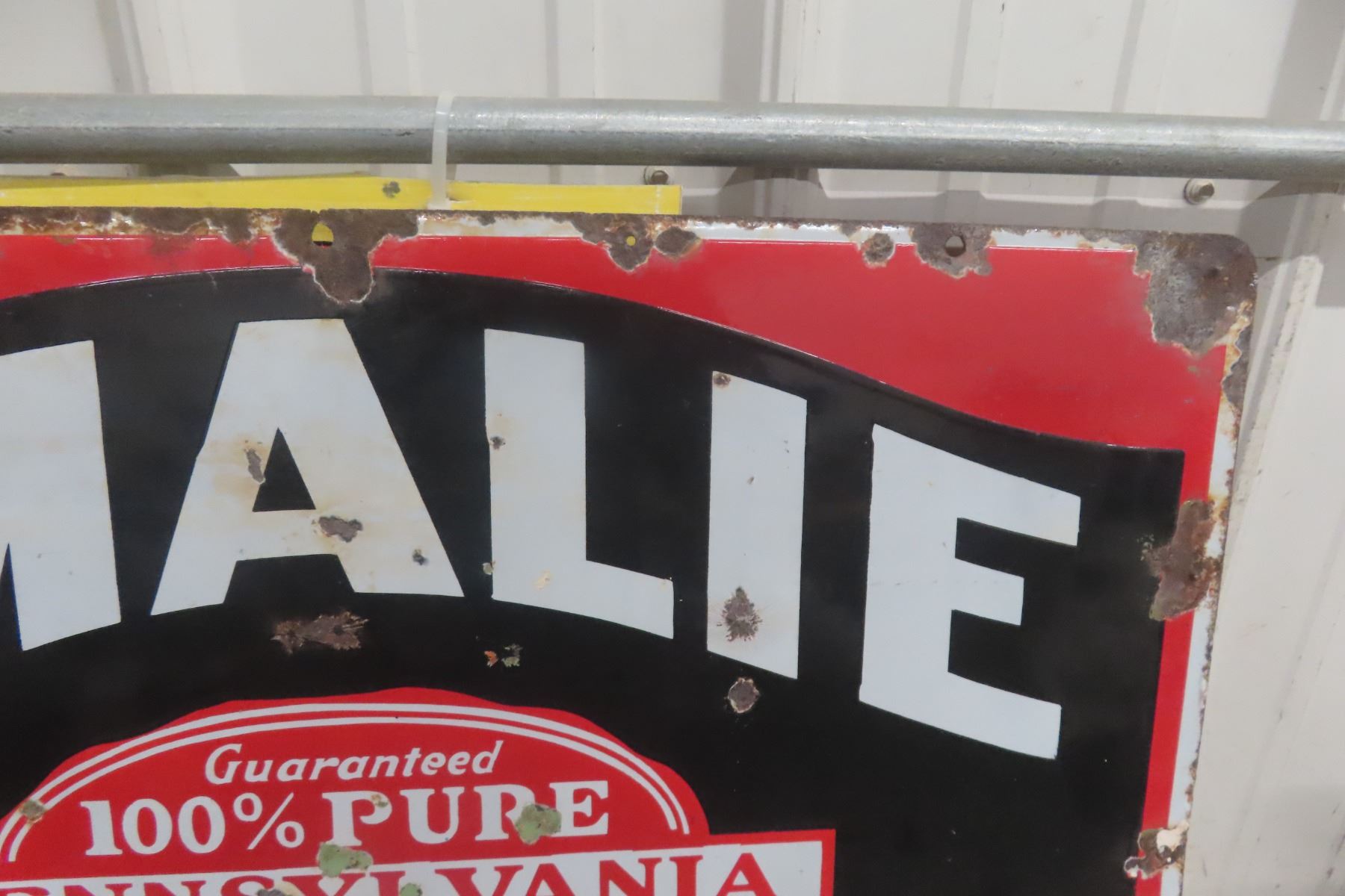 Amalie Motor Oil Double Sided Porcelain Sign 1940s Or 1950s 20" x 27 1/ ...
