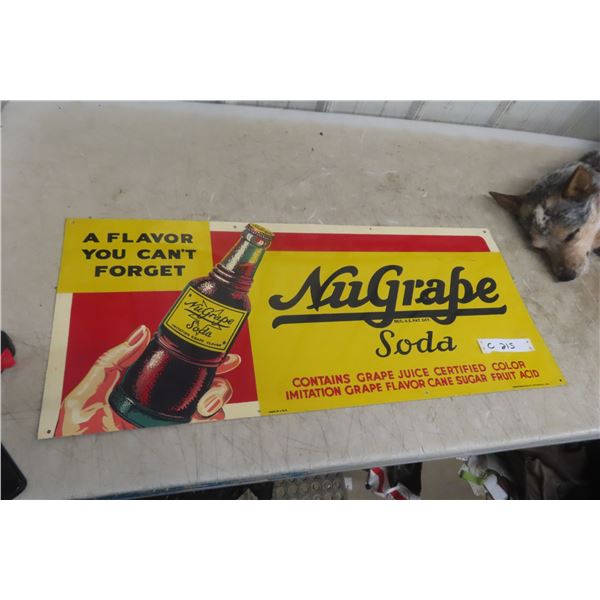 Nu Grape Soda A Flavor You Can’t Forget Metal Sign 14" x 32" 1950s Or 1960s