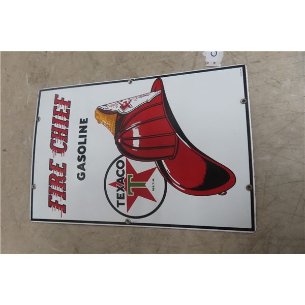 Texaco Fire Chief Gasoline Porcelain Sign 1959 12" x 18"