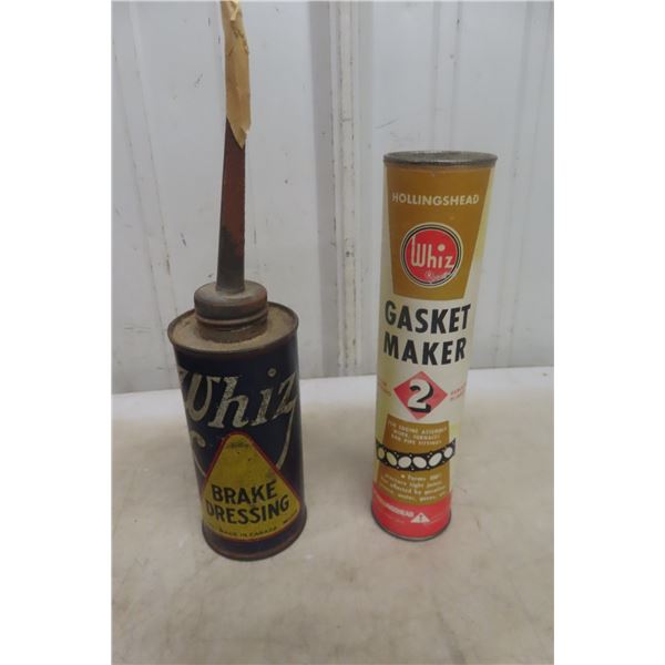 Whiz Brake Dressing 8 Ounce Can And Whiz Gasket Maker 3 Ounce 1930s