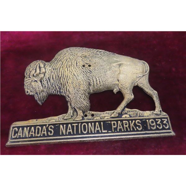 1933 Canada National Parks Buffalo Grill Badge Brass 4 1/2" x 3"