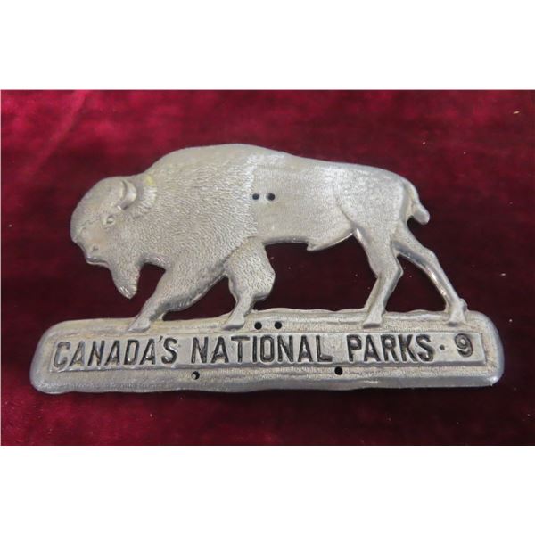 Canada National Parks Buffalo Grill Badge No 9 1929 Aluminum 4 1/2" x 3"