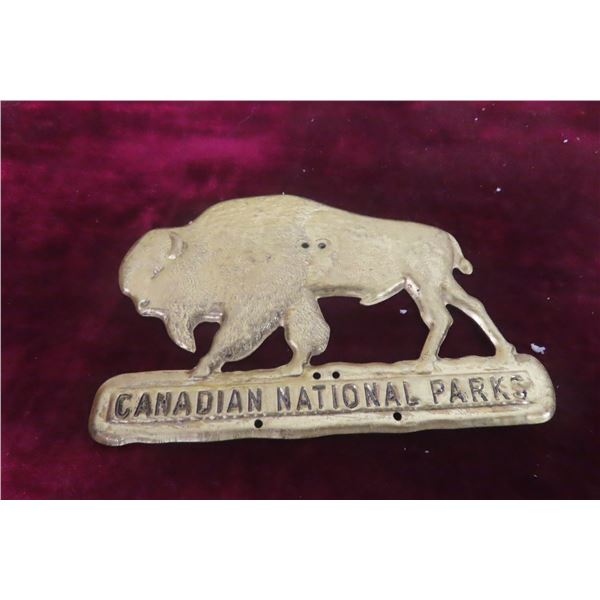 Canada National Parks Buffalo Grill Badge 1927 Brass 4 1/2" x 3"