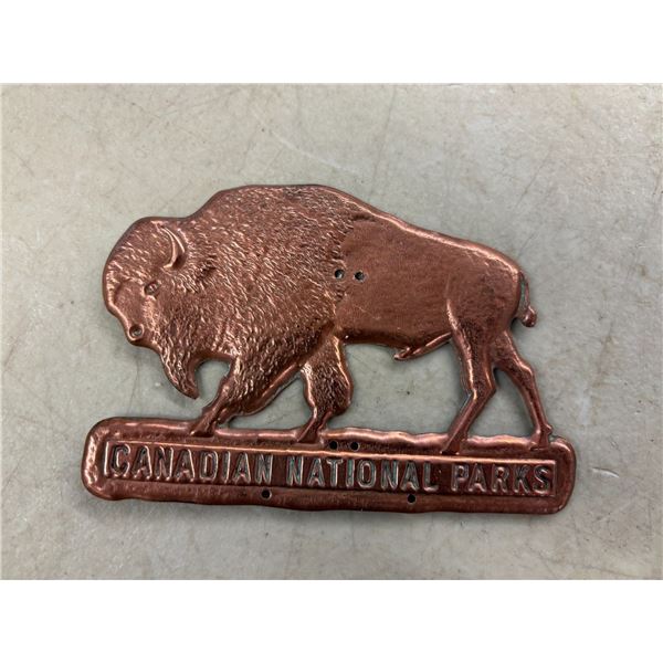 Canada National Parks Buffalo Grill Badge 1925 Copper 4 1/2" x 3"