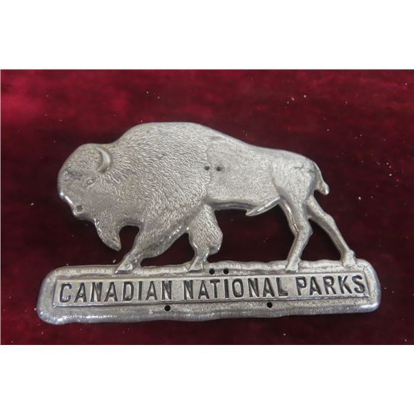 Canada National Parks Buffalo Grill Badge 1926 Aluminum 4 1/2" x 3"