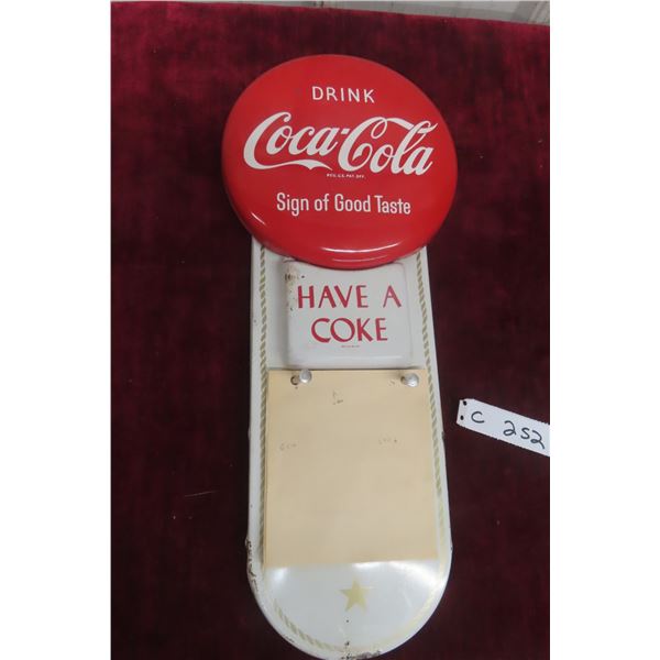 Drink Coca Cola Sign Of Good Taste Metal Memo Pad Inserted 1959 19" Up To 8"