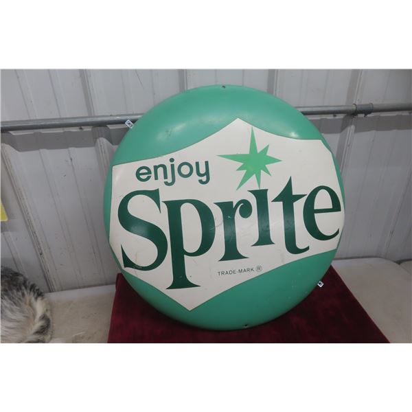 Enjoy Sprite Metal Painted Sign 24" Diameter 1970s