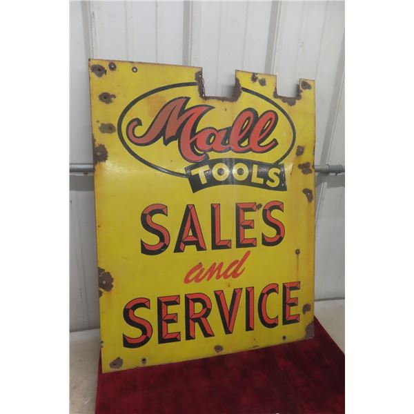 Mall Tools Sales And Service Porcelain Sign Vintage Old 24" x 30"