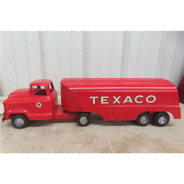 Buddy L Texaco Pressed Steel Tanker Truck And Trailer 1950s 24"