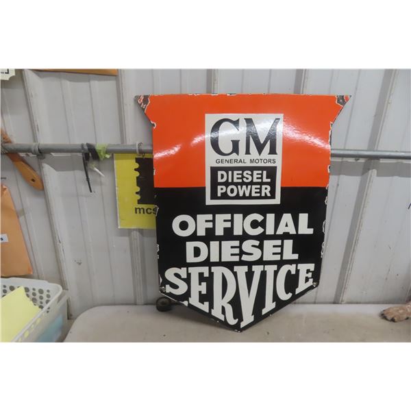 GM Diesel Power Service Porcelain Sign 26 1/2" Up To 21" Reproduction