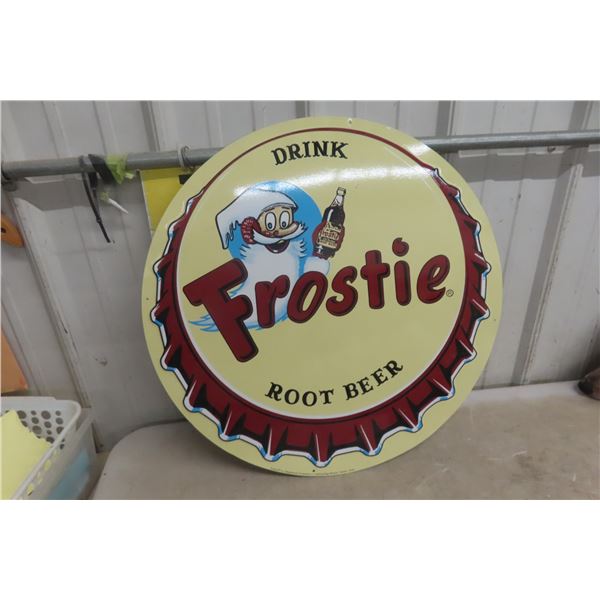 Frostie Root Beer Metal Sign 23" Diameter Reproduction