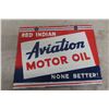 Image 1 : Red Indian Aviation Motor Oil Double Sided Porcelain Sign 14" x 11" Reproduction