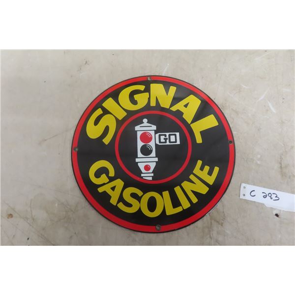 Signal Gasoline Porcelain Sign 11" Diameter Reproduction