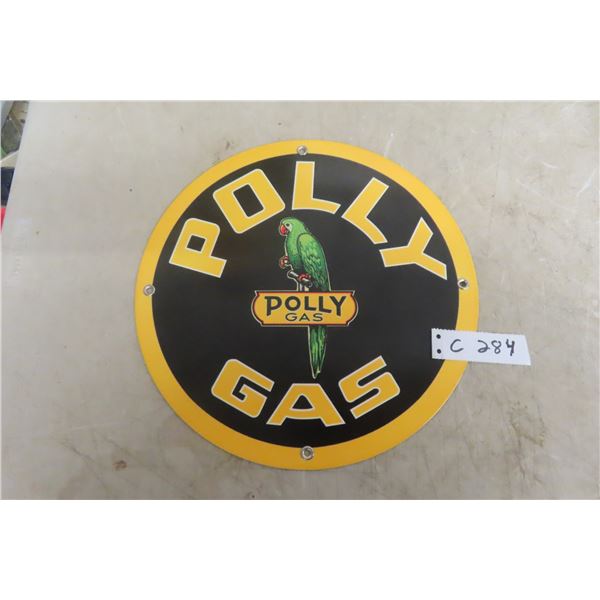 Polly Gas Porcelain Sign 12" Diameter Reproduction