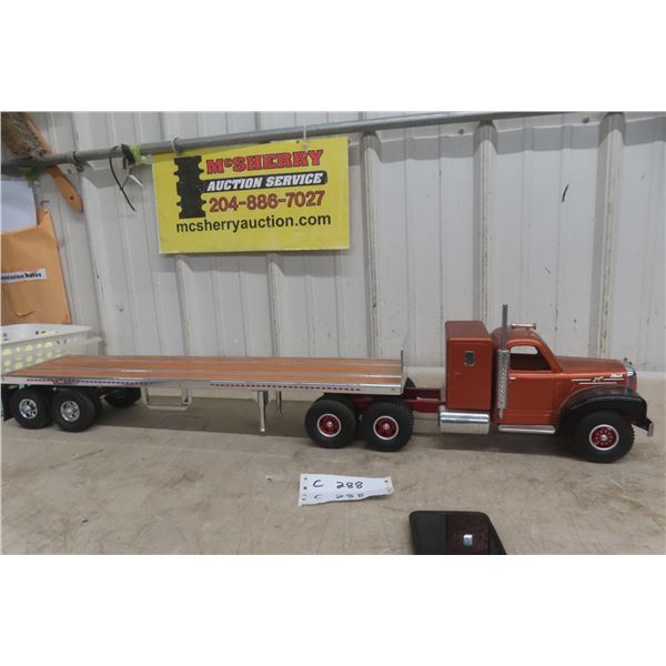 Smith-Miller Mack B Truck And Flatbed Trailer 1950s Metal 38" Long