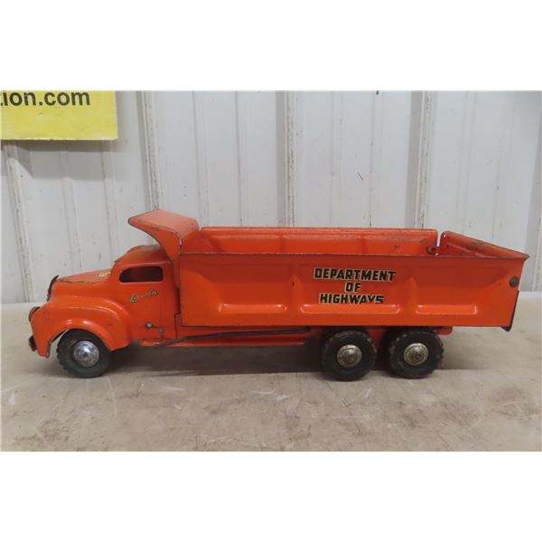 Lincoln Department Of Highway Dump Truck 1940s Pressed Steel 19 1/2" Long