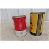 Image 4 : 2 White Rose Quart Oil Cans; 10W30 Red and White; 1 Product and Yellow and Black Repro