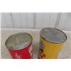 Image 7 : 2 White Rose Quart Oil Cans; 10W30 Red and White; 1 Product and Yellow and Black Repro