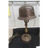 Image 2 : 2 Antique Brass Table Lamps with Military Doughboy Helmet-Shaped Shade