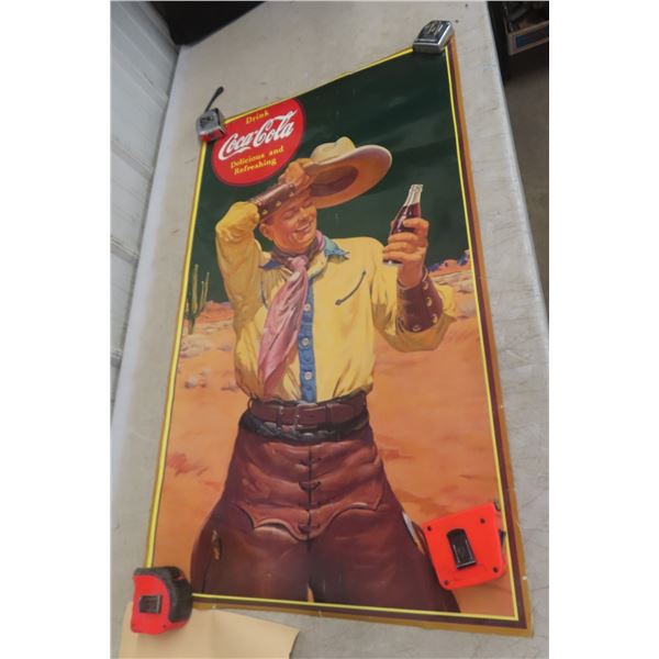 Drink Coca-Cola Cowboy Paper Poster, Dated 1941, 22" x 38 1/2", and Coca-Cola Safety Rules