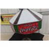 Image 3 : Drink Coca-Cola Table Lamp, Stained Glass Shade, 1 Panel Missing