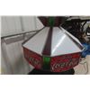 Image 4 : Drink Coca-Cola Table Lamp, Stained Glass Shade, 1 Panel Missing