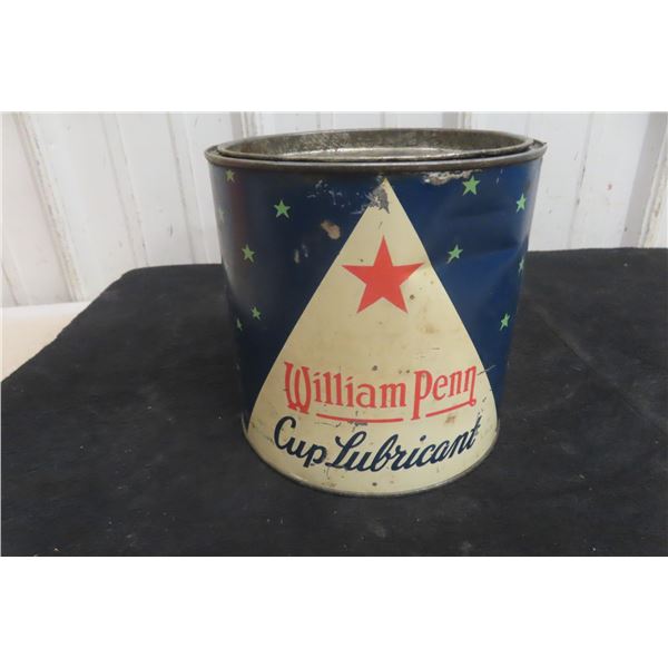William Penn 5 lb Grease Tin, Green Stencil