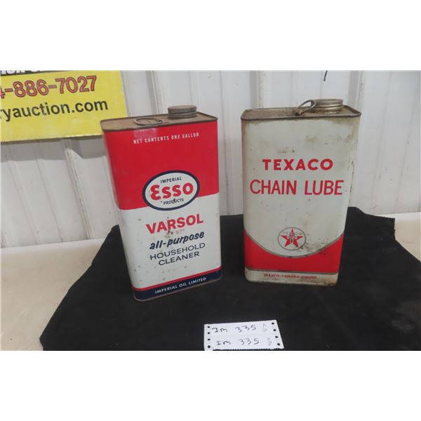 2 One-Gallon Cans: Esso Universal and Texaco Chain Lube
