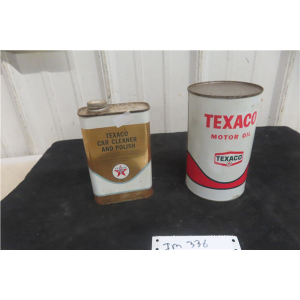 Texaco Motor Oil Quart Can and Texaco Car Cleaner and Polish Tin